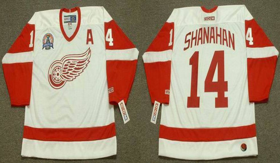 2019 Men Detroit Red Wings #14 Shanahan White CCM NHL jerseys->detroit red wings->NHL Jersey